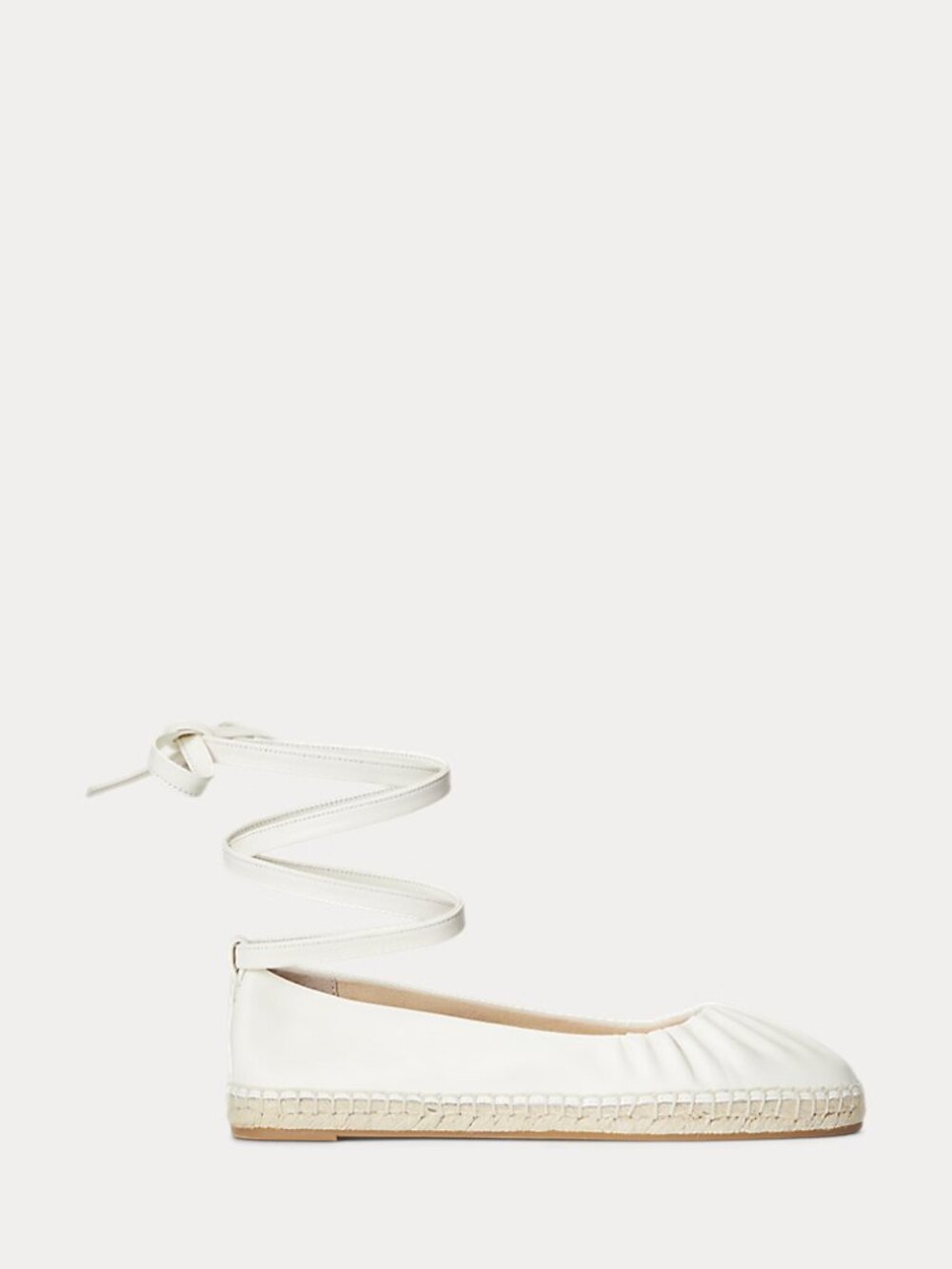 Lauren Ralph Lauren Cecilia Nappa Leather Lace-Up Espadrille In Cream  Size 7B